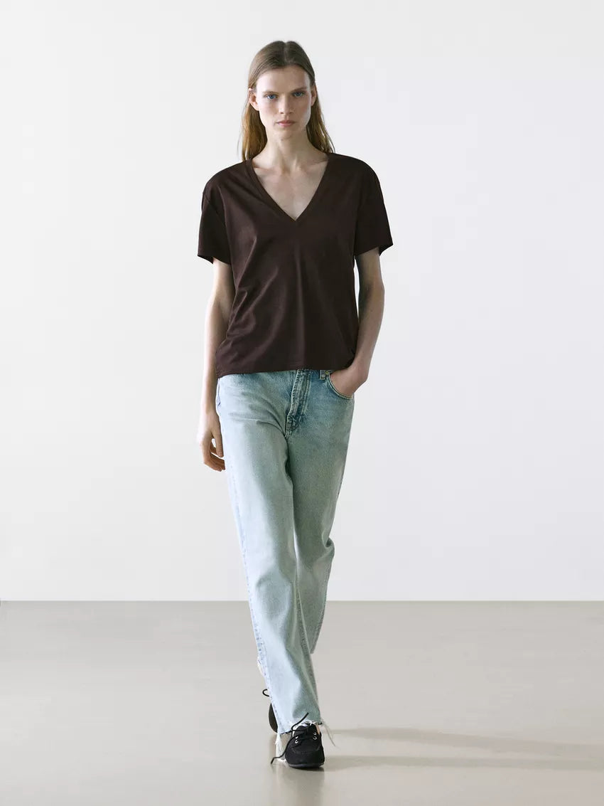Women's Premium Supima Cotton V neck T-shirt