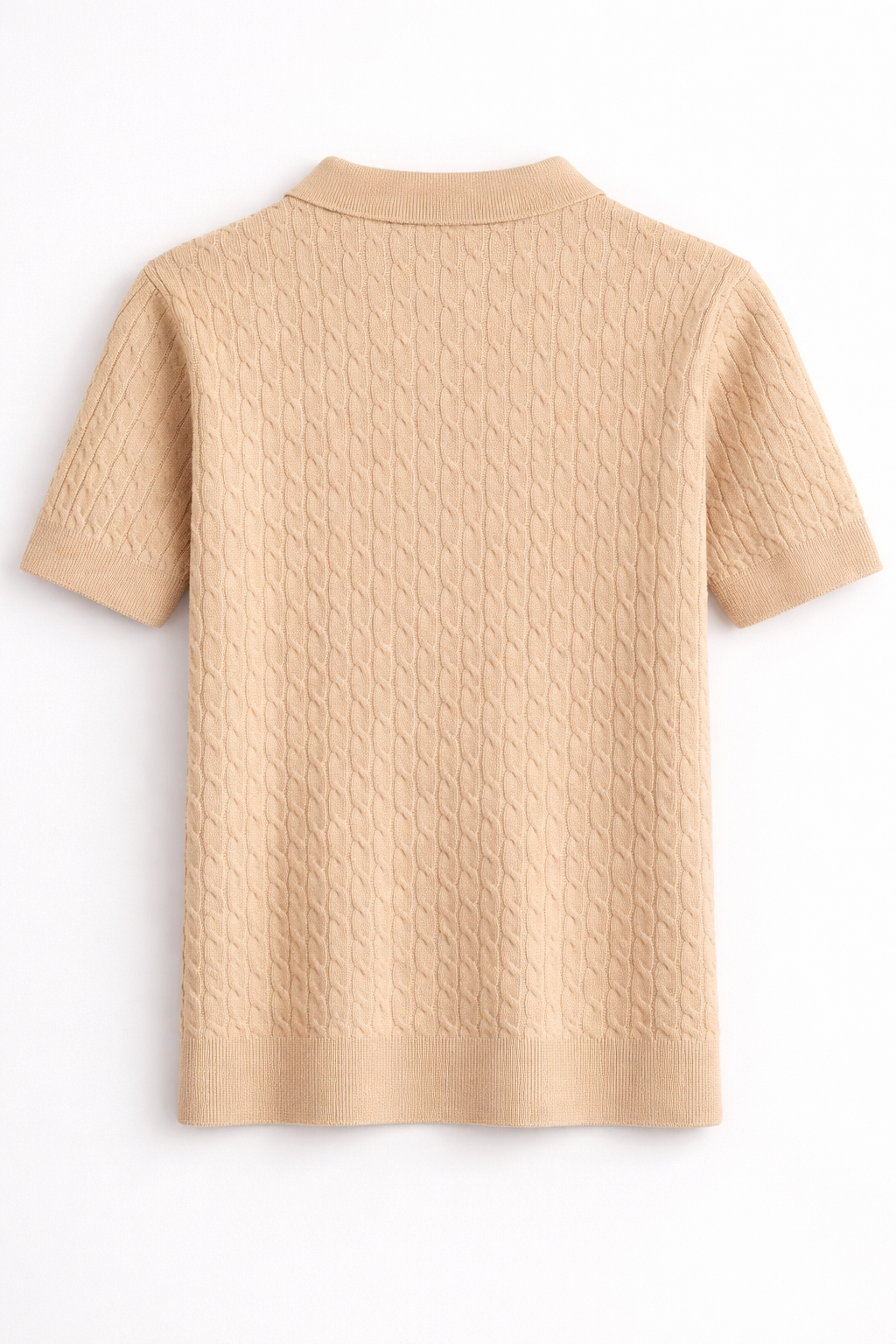 100% Cotton blend cable knit classic polo T-shirt for men
