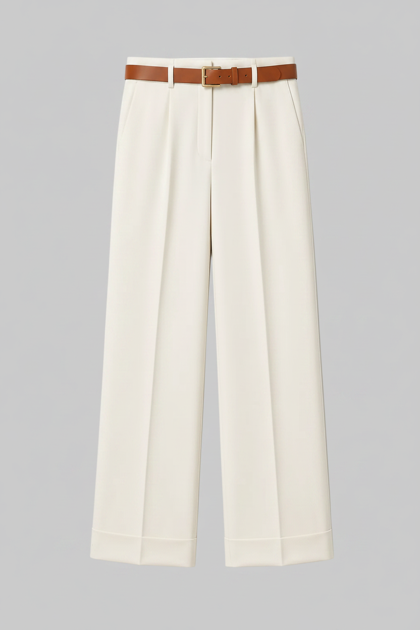 Women’s Off-White High-Waist Wide-Leg Trousers