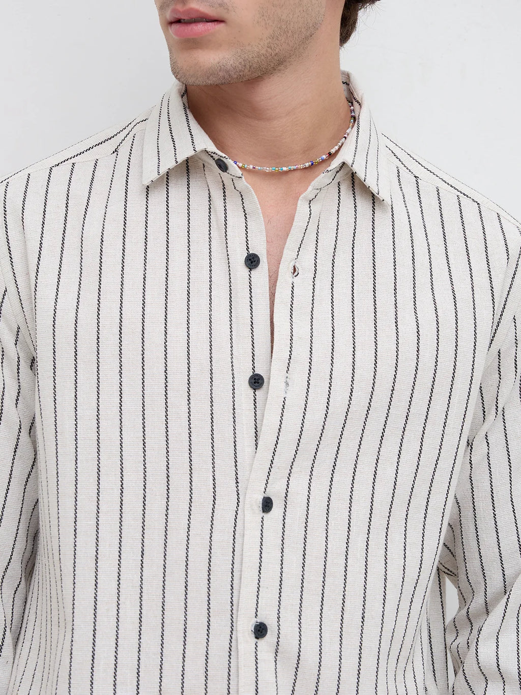 Ivory Pinstripe Linen Shirt