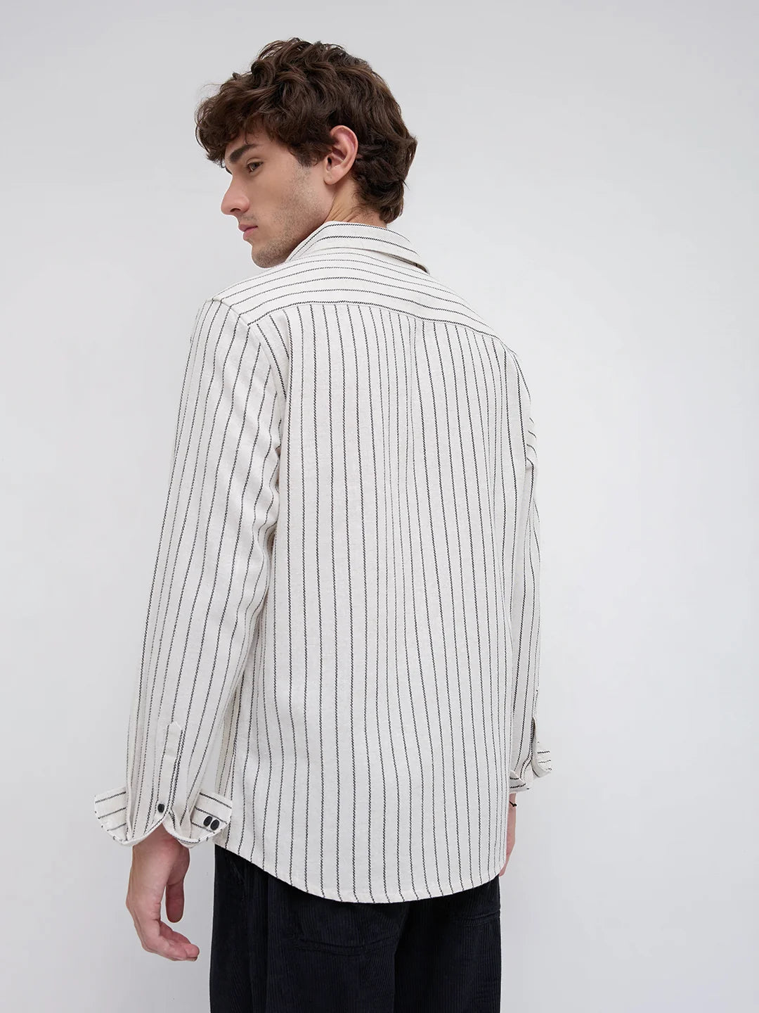 Ivory Pinstripe Linen Shirt