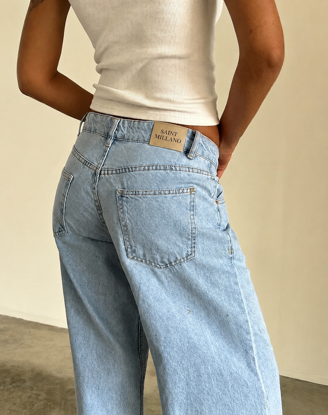 The Low Rise Wide Leg Jean — Ice Blue