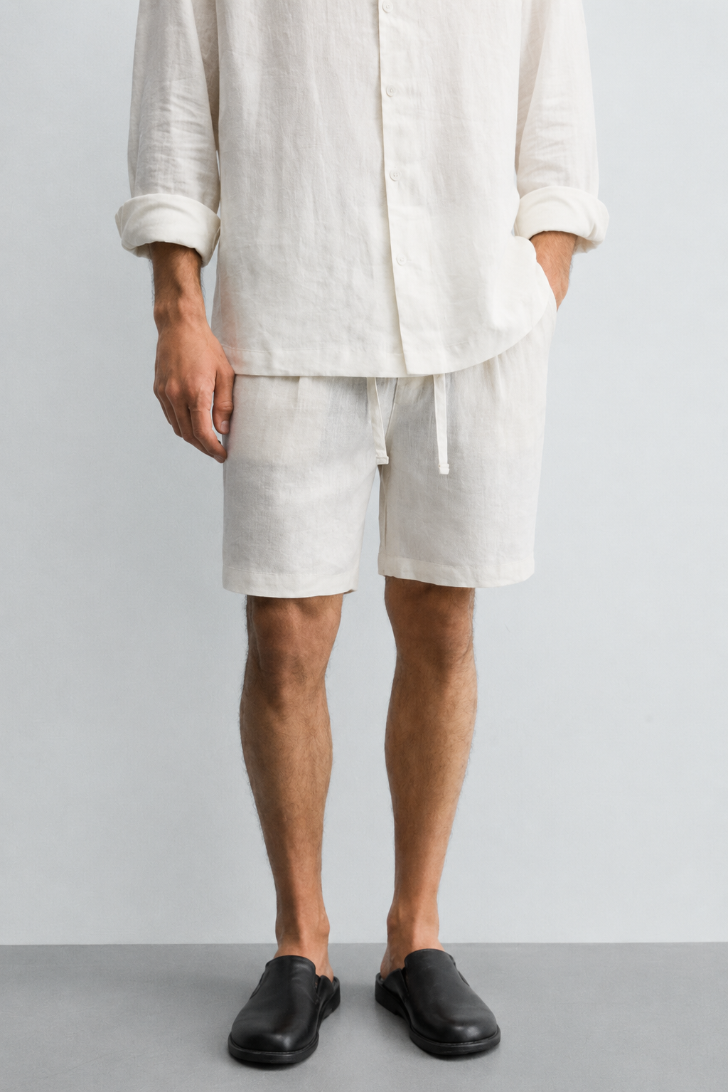 Men’s premium Off-White Linen Shorts – Relaxed Fit | Summer Essential |