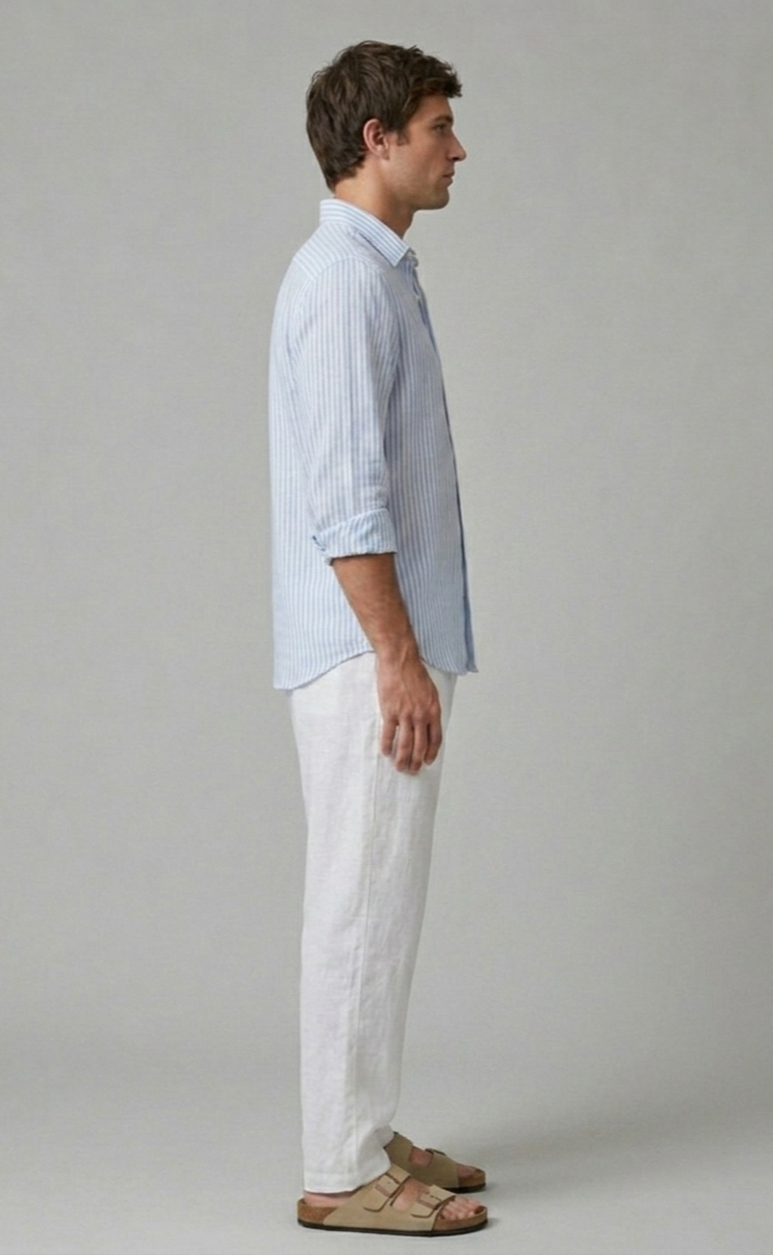 Men's premium Linen-Cotton Striped Shirt – Effortless Summer Elegance