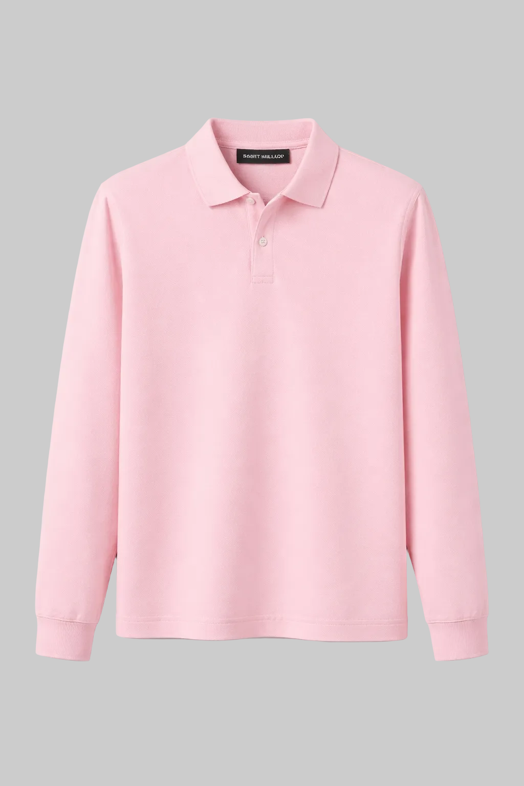 Men’s pastel Pink Long Sleeve Polo – Relaxed Fit | Summer Essentials |