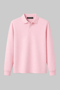 Men’s pastel Pink Long Sleeve Polo – Relaxed Fit | Summer Essentials |