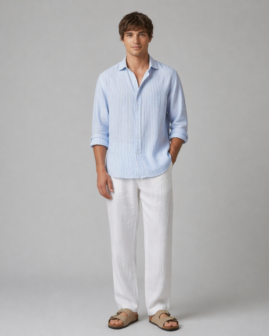 Men's premium Linen-Cotton Striped Shirt – Effortless Summer Elegance
