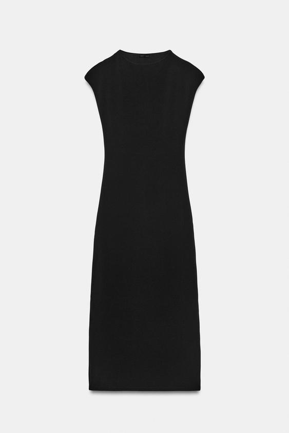 Women's premium Black Sculpted Back Midi Dress
